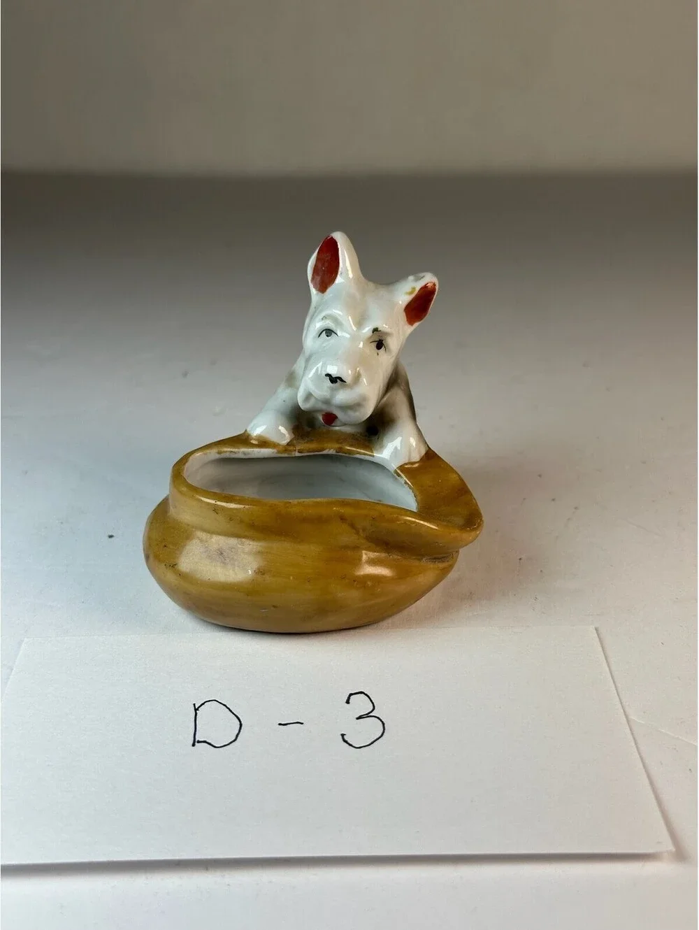 Vintage Occupied Japan Ceramic Dog Figurine Planter Trinket Dish D-3